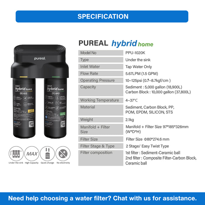 (Free Installation) Jakim Halal Pureal Hybrid Home PPU-1020K undersink with Instant Hot Tap