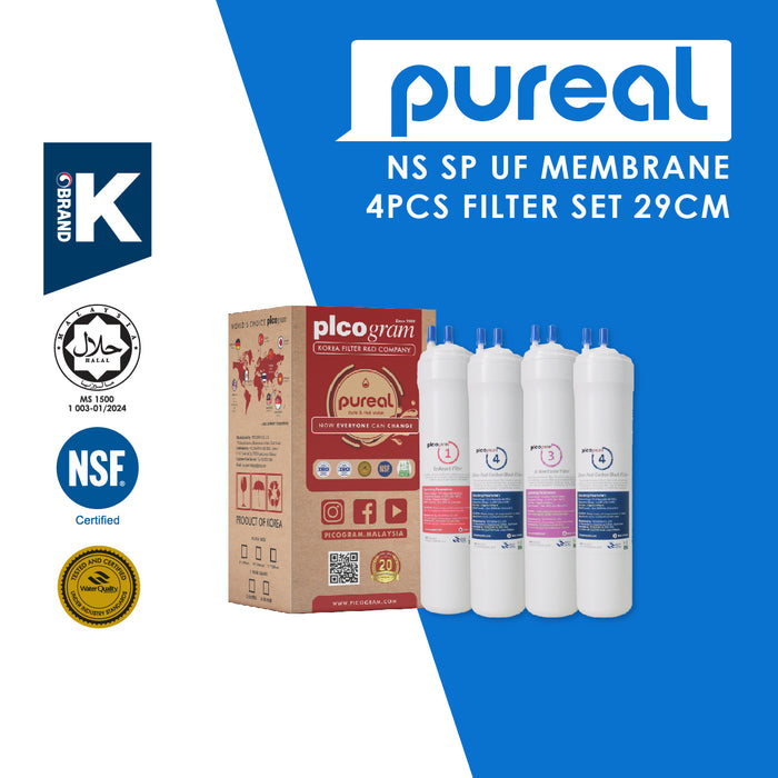 (JAKIM HALAL) Pureal Picogram NS UF/NANO EP Water Filter Cartridges 4pc Set [29cm] compatible to coway/cuckoo