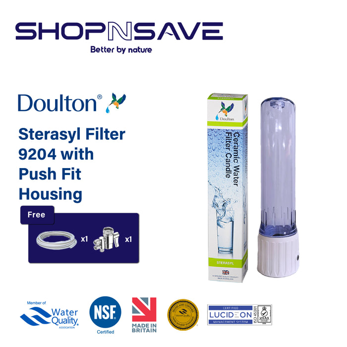 SS101 Push Fit Housing + Doulton Sterasyl 9204 Hassle Free Prevent Leakage *with Two Way Faucet Adapter (PRE FILTER USE)