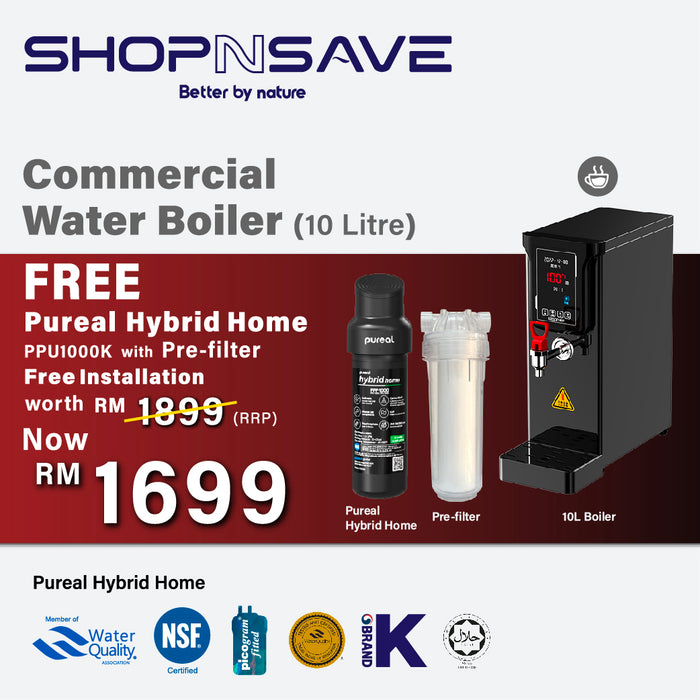 [Promotion FREE Pureal Hybrid Home PPF-1000(Halal) with pre-filter + installation] Commercial Water Boiler (10L)