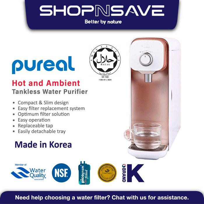 (Jakim Halal Certified)Premium Korea Pureal Hot & Ambient Tankless Pureal Water Purifier PPH-2111