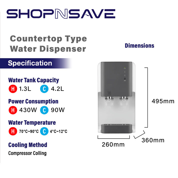 SHOPNSAVE Hot And Cold Desktop Water Dispenser with Nano Alkaline Filtration System