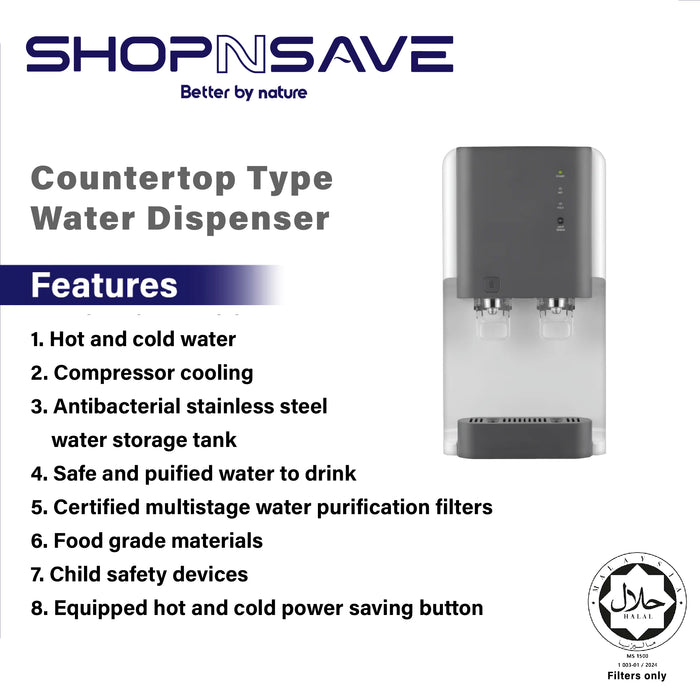 SHOPNSAVE Hot And Cold Desktop Water Dispenser with Nano Alkaline Filtration System