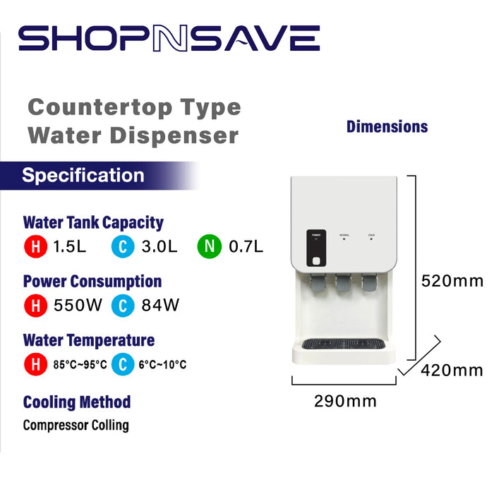 SHOPNSAVE (Promotion FREE Pureal Hybrid Home PPF-1000 with installation) Hot, Ambient And Cold Desktop Water Dispenser