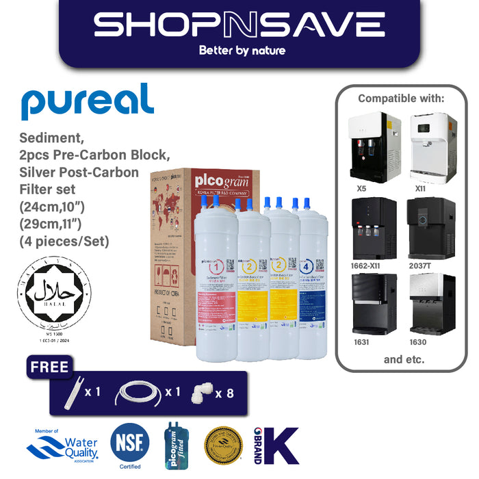 (Jakim HALAL) Korea Pureal Picogram 24cm/ 29cm Pre Carbon set Compatible with OEM Cuckoo/Coway/Midea Korea Water Purifier System