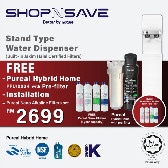 SHOPNSAVE (Promotion FREE Pureal Hybrid Home PPF-1000 with installation + 1 set Pureal Nano Alkaline Filters) Stand Type Water Dispenser