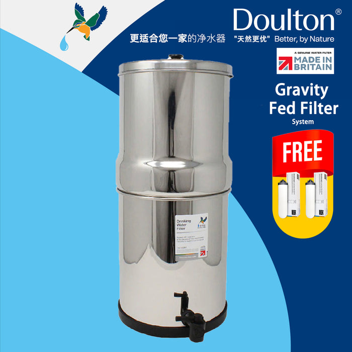 Doulton British Berkefeld® Portable Stainless Steel Gravity System + Ultra Sterasyl/Ultra Fluoride Ceramic Filters