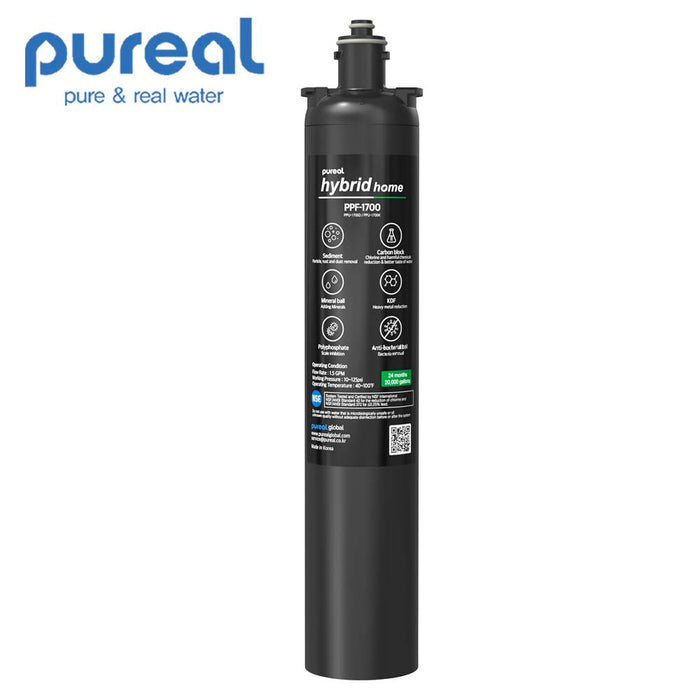 (Jakim HALAL) Pureal Hybrid Home PPU-1000K Under Sink Water Filter System, 10K Gallons, NSF/ANSI 42&372, Mineral Sediment Carbon Block KDF Polyphosphate Filter for Scale & Lead & Chlorine