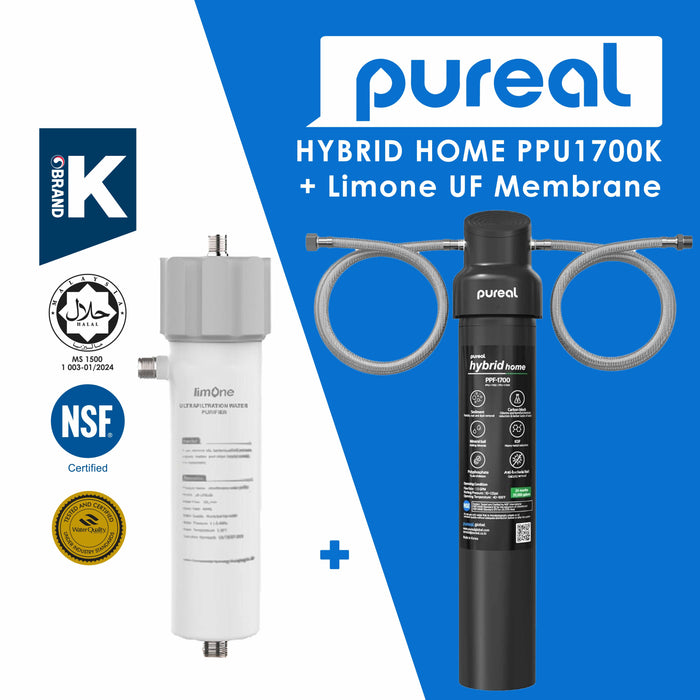 (Jakim HALAL) Pureal Hybrid Home PPU1700K Under Sink Water Filter 75,700 Litres, NSF 42 & 372, Food Preparation