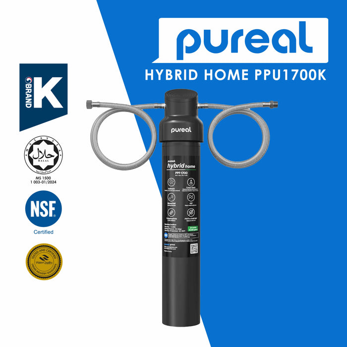 (Jakim HALAL) Pureal Hybrid Home PPU1700K Under Sink Water Filter 75,700 Litres, NSF 42 & 372, Food Preparation