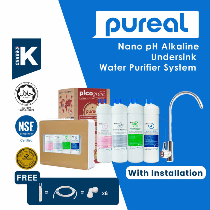 (JAKIM HALAL) Pureal Picogram Gold Class Water Bank with Nano Alkaline Water Filter Set (10"/24cm)