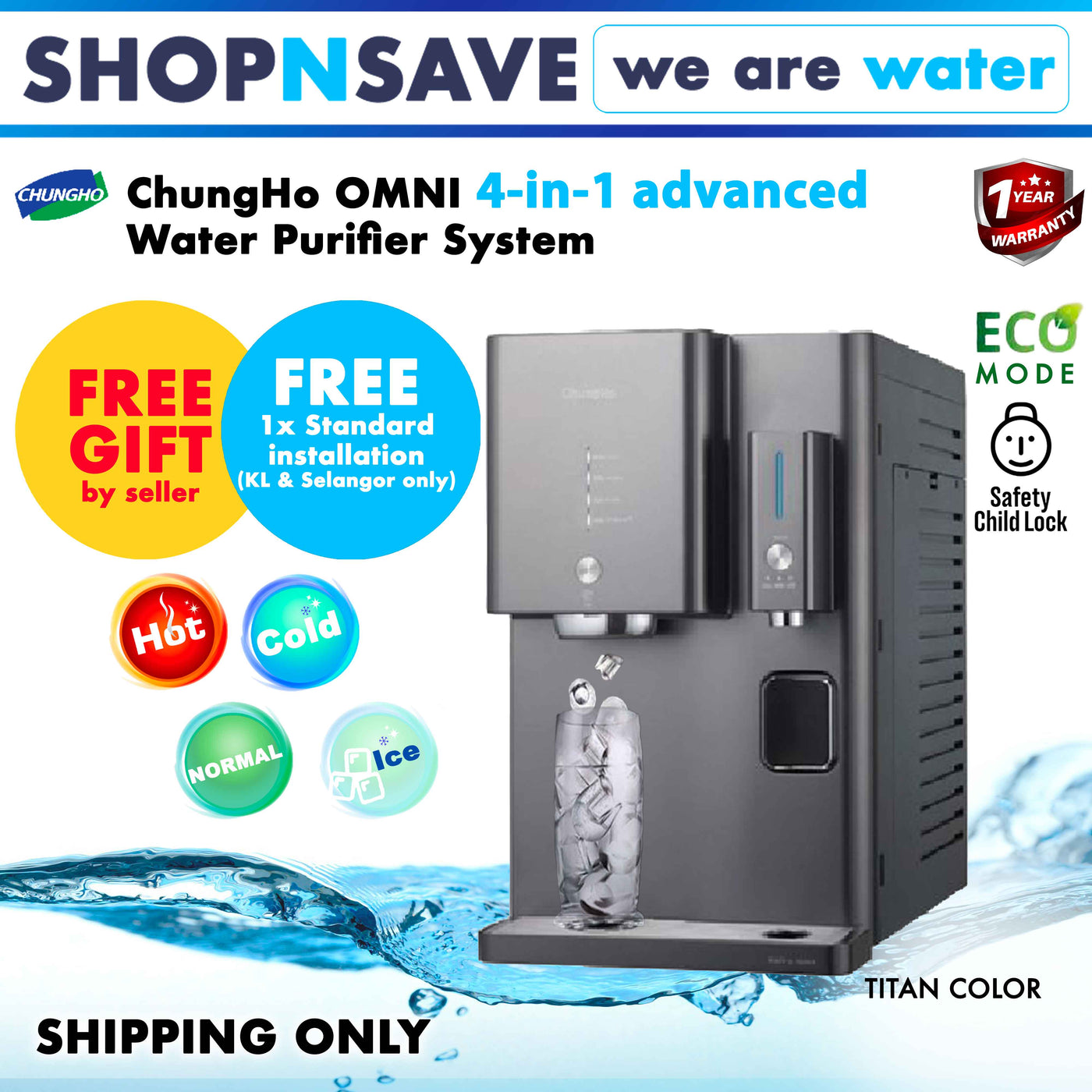 ChungHo Water Purifier OMNI (TITAN COLOR) 4 in advanced (HOT/ NORMAL ...